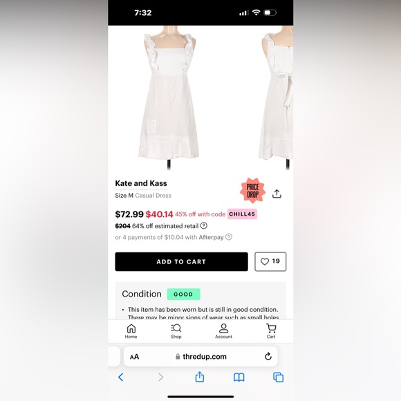 Kate and Kass white Ruffle Strap Dress- Medium - Picture 4 of 4